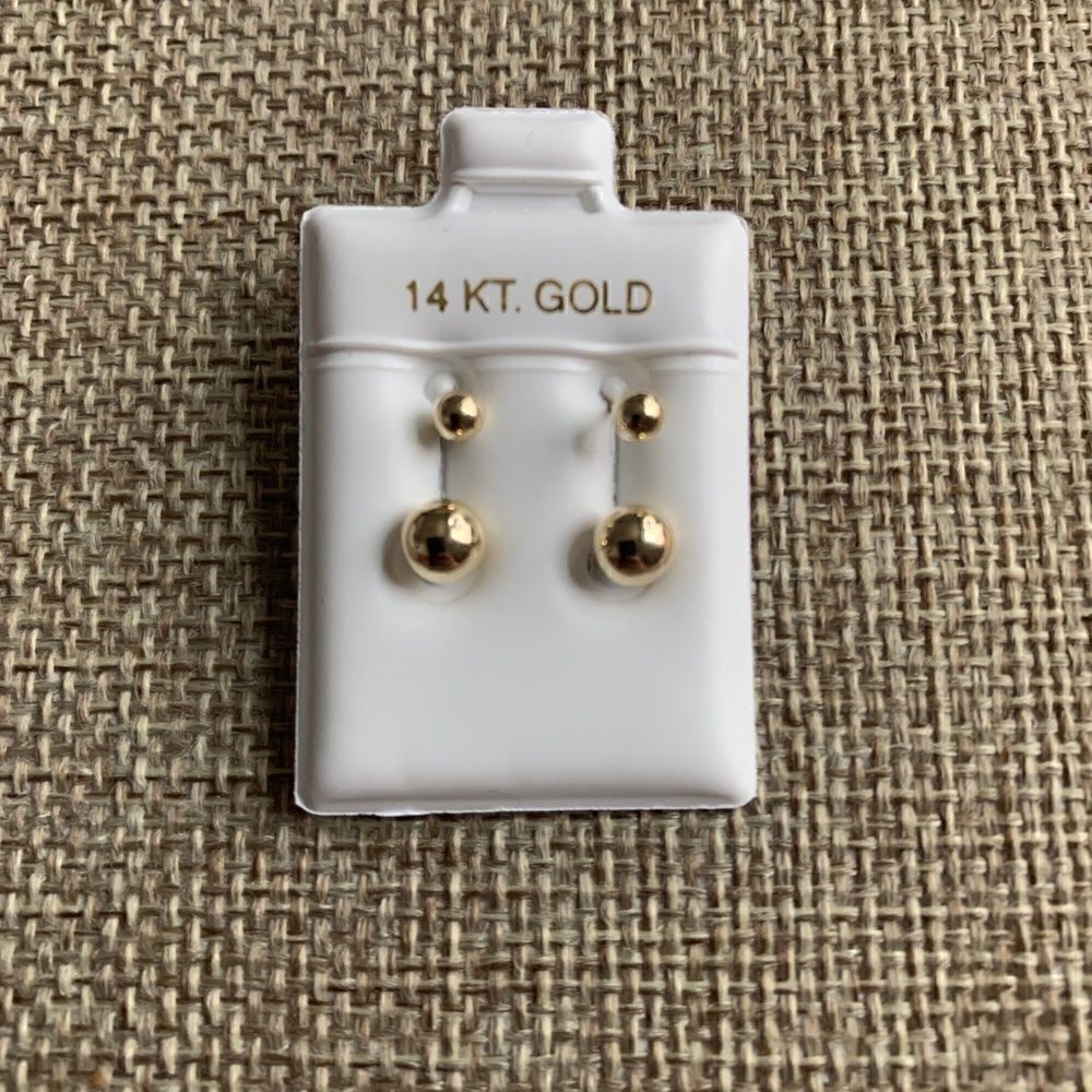 Double ball two hole earring 14k solid gold
